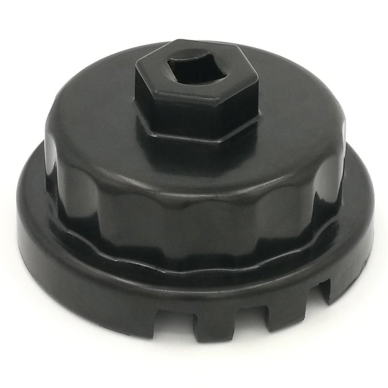 LIAMTU Aluminum Cup Wrench for Removing Toyota Oil Filter Caps, 64mm Flute, Fits 2.5L to 5.7L Engines, Black - Image 1